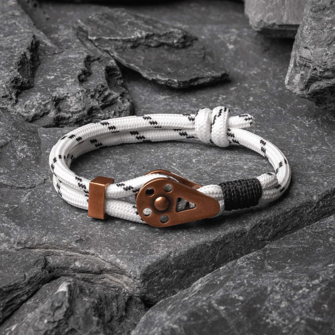 Pulseira de Corda Branca Minimalista Bravo Copper Pulse